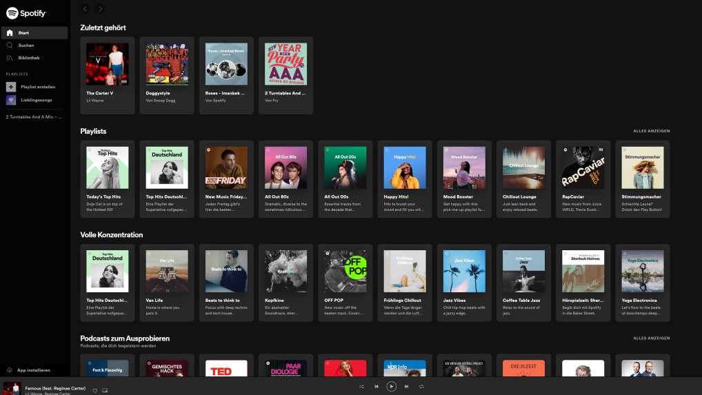 The Spotify interface is clearly designed and easy to use.