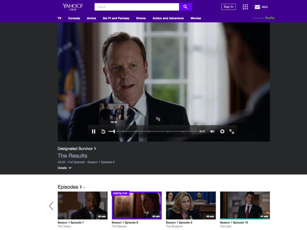 Serienwiedergabe bei Yahoo View.