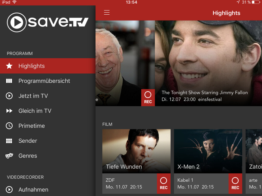 save.tv auf dem iPad