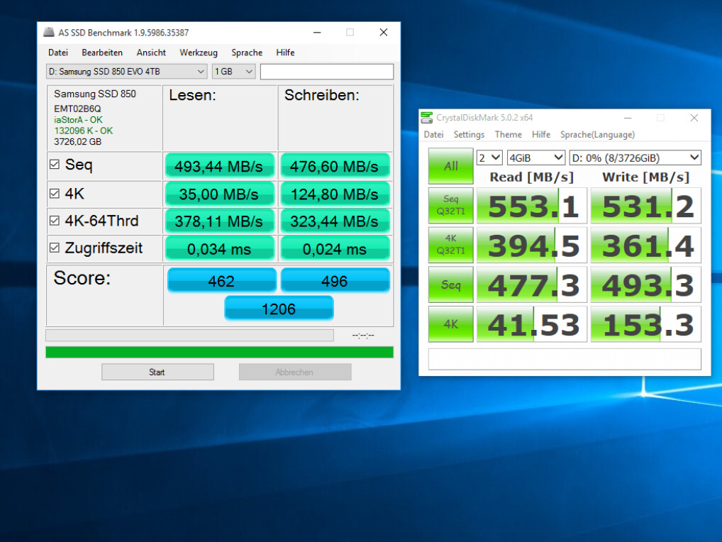 Samsung 850 EVO mit 4 Terabyte im Speedtest.