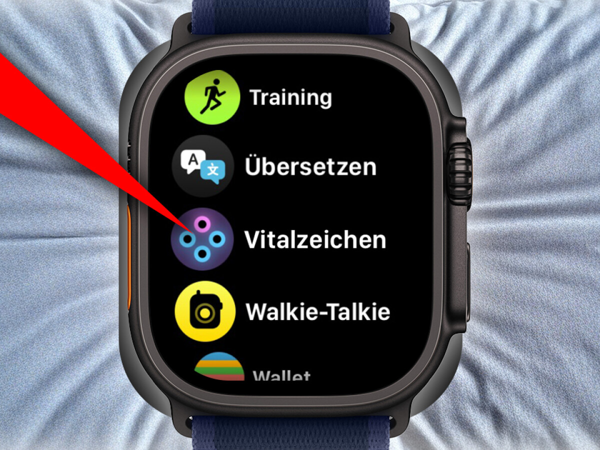 Quick messages with Blutsauerstoff or the device temperature have been found in the Vitalzeichen-App.