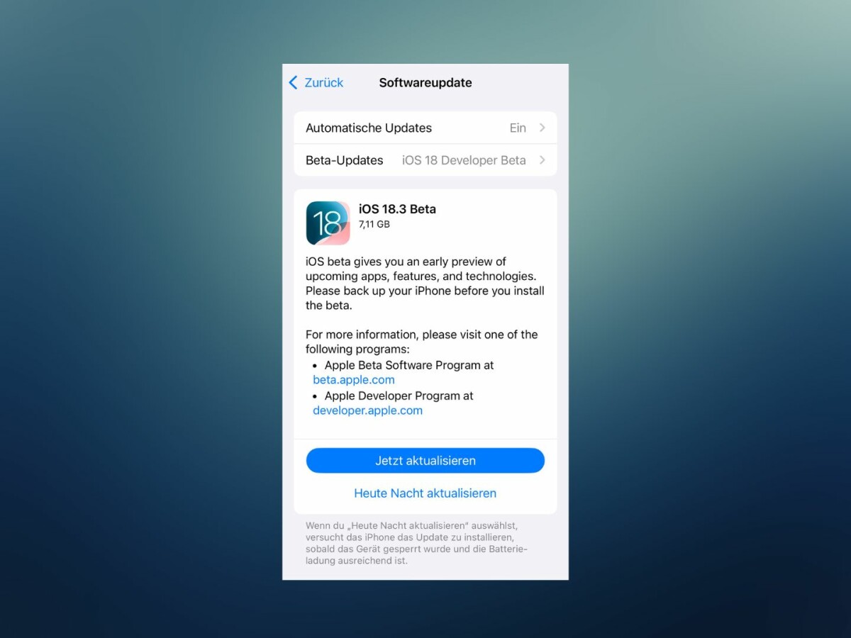 As a developer tester, you can already install the iOS 18.3 beta.