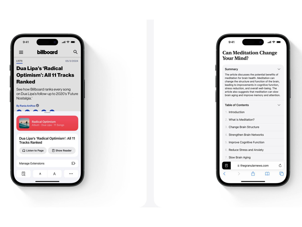 Mit iOS 18 erhält Safari die neuen Funktionen "Highlights" und Verbesserungen für "Reader".