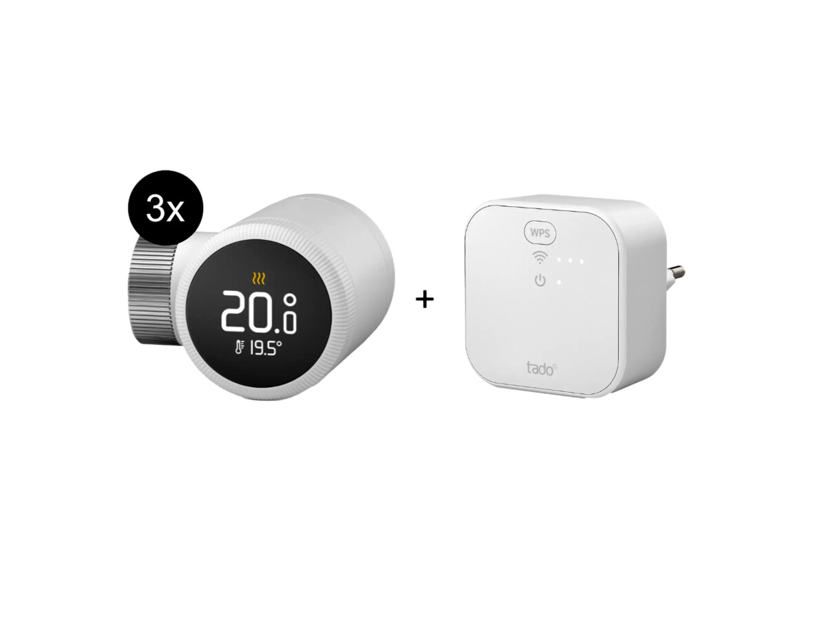 Starter kit tado° X Smartes Heizkörper-Thermostat - set of 3 pieces. + jumper