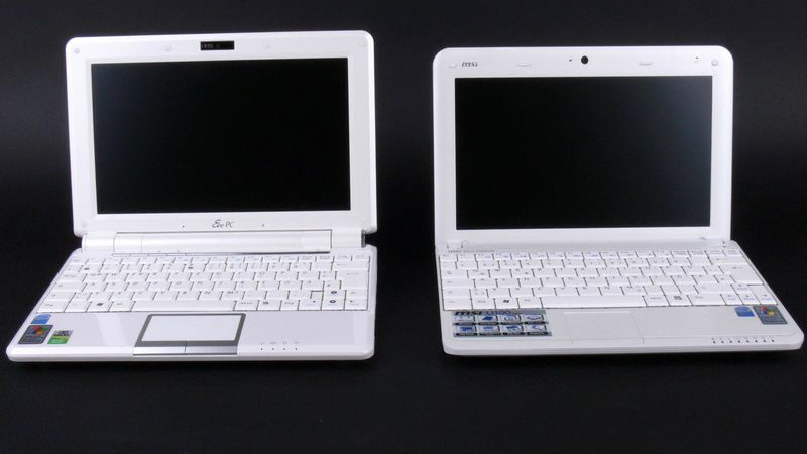 Gut zu erkennen ist, dass der EeePC auf der linken Seite etwas größer ist als der MSI Wind.