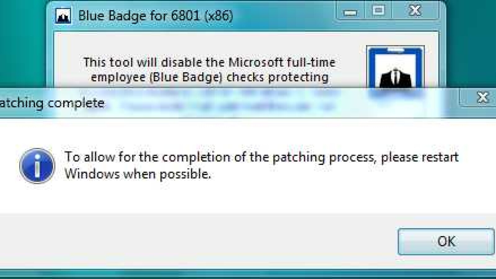 Nachdem Sie Blue Badge erfolgreich ausgeführt haben, ist ein Neustart des Systems erforderlich. Wenn Sie Windows 7 das nächste Mal aufrufen, sind die Funktionen freigeschaltet.