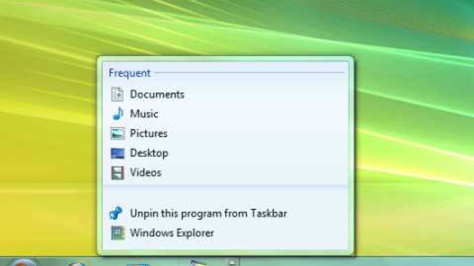 Die neue Taskleiste in Windows 7 zeigt einzelne Prozesse als Kacheln an. Rechts daneben können Sie so genannte <i>Jump Lists</i> aufrufen, die Schnellzugriffe auf häufig genutzte Dateien bieten.
