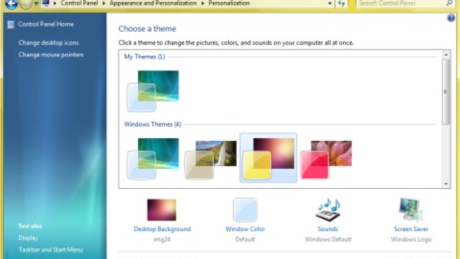 In Windows 7 haben Sie die Möglichkeit, die Farbe des Glasrahmens sowie der Hintergrundbilder aufeinander abzustimmen.