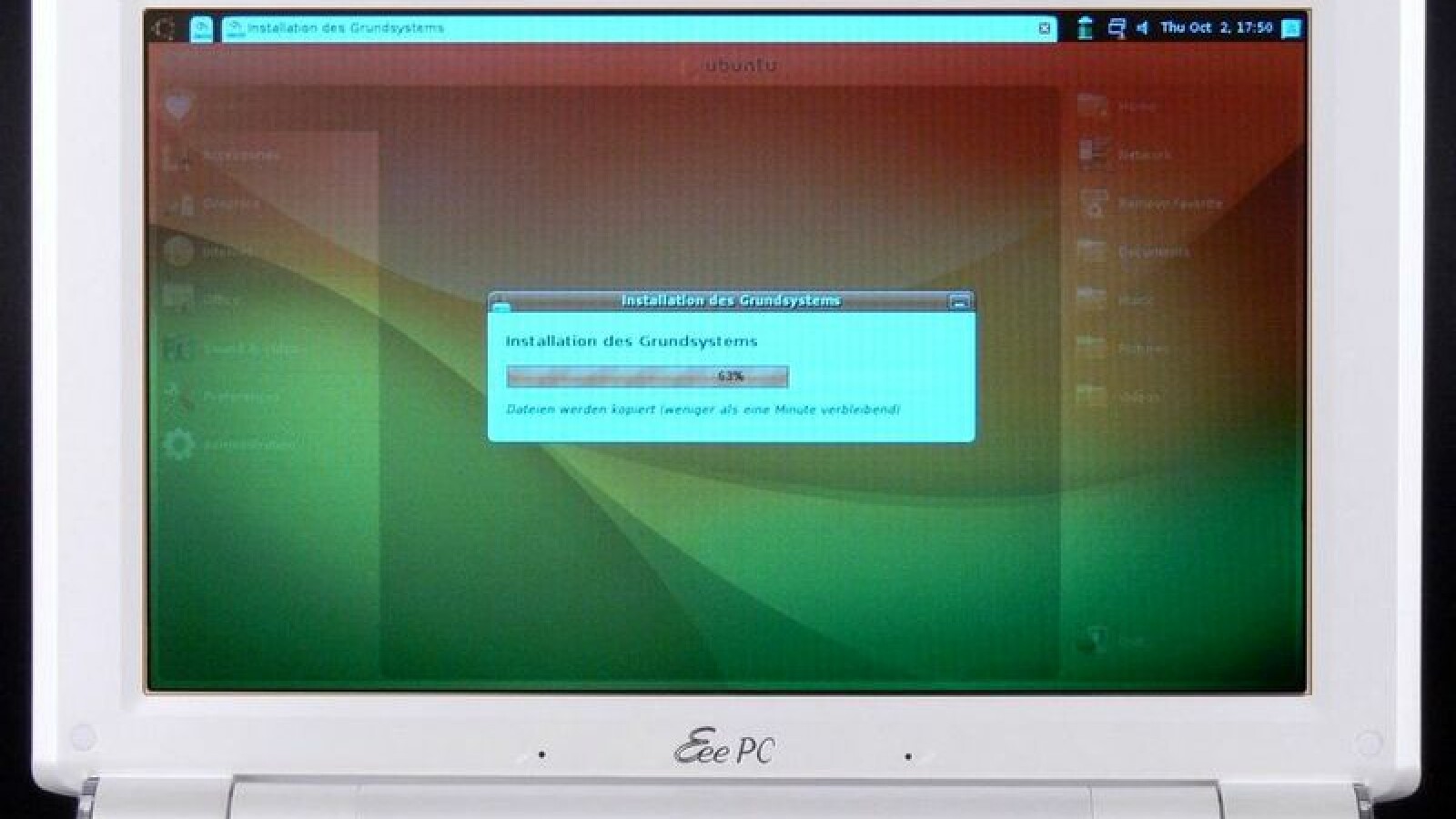 Die Daten werden auf die Festplatte kopiert.