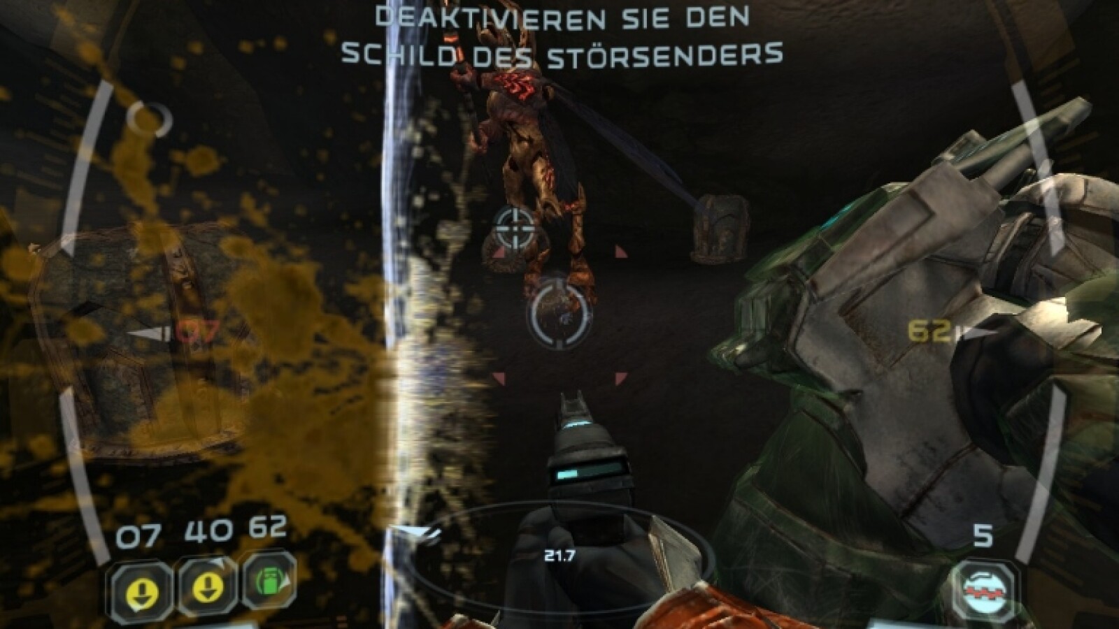 Die Schlacke der Gegner wird automatisch vom Visier gewischt