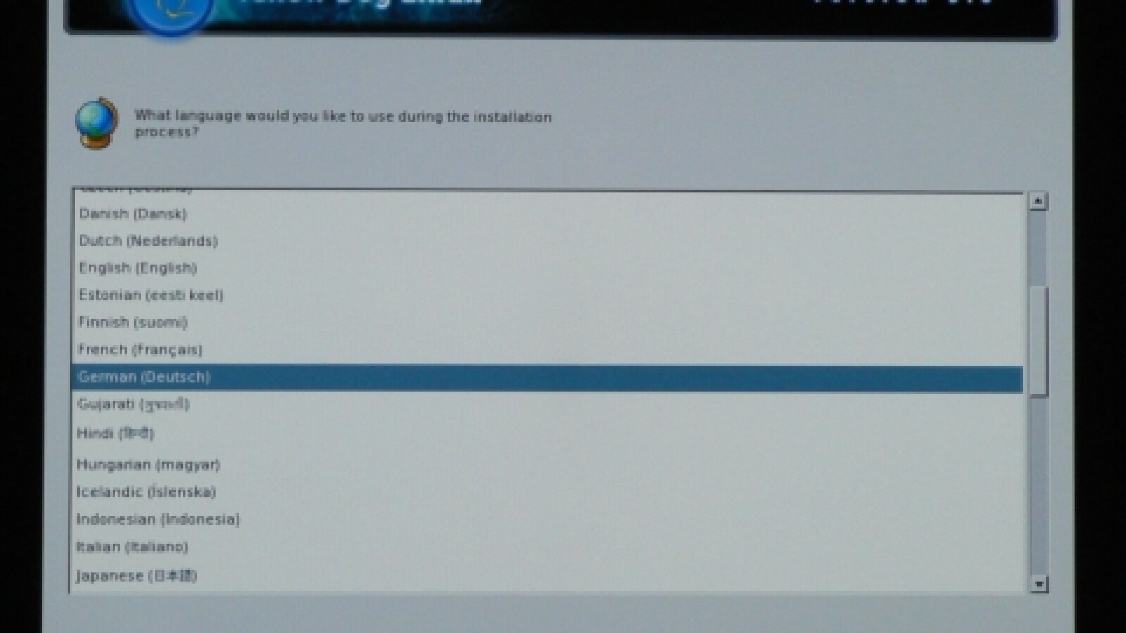 Sprache des Assistenten auswählen