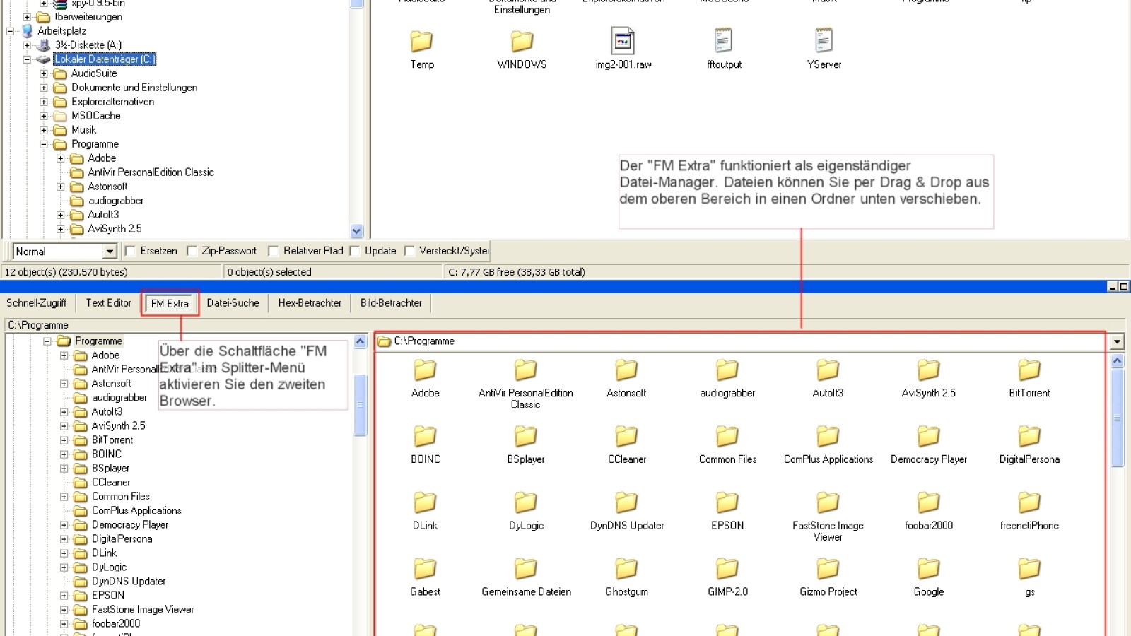 Über das Splitter-Menü können Sie einen zweiten Browser öffnen