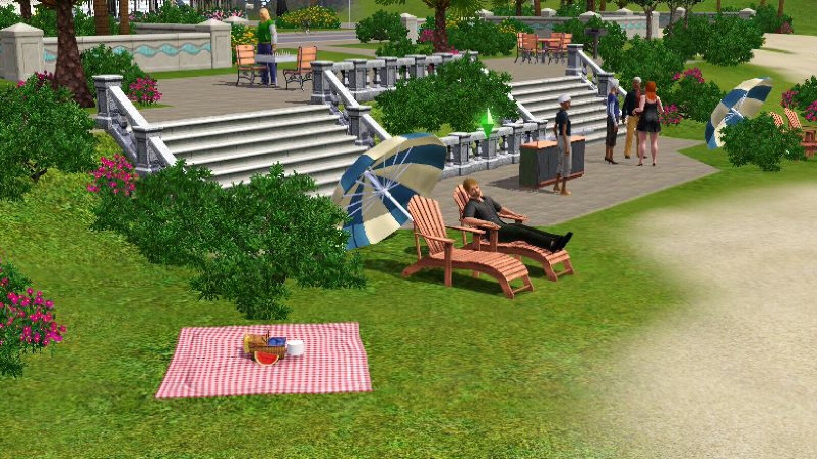 Auch Sims relaxen gern in der Sonne.