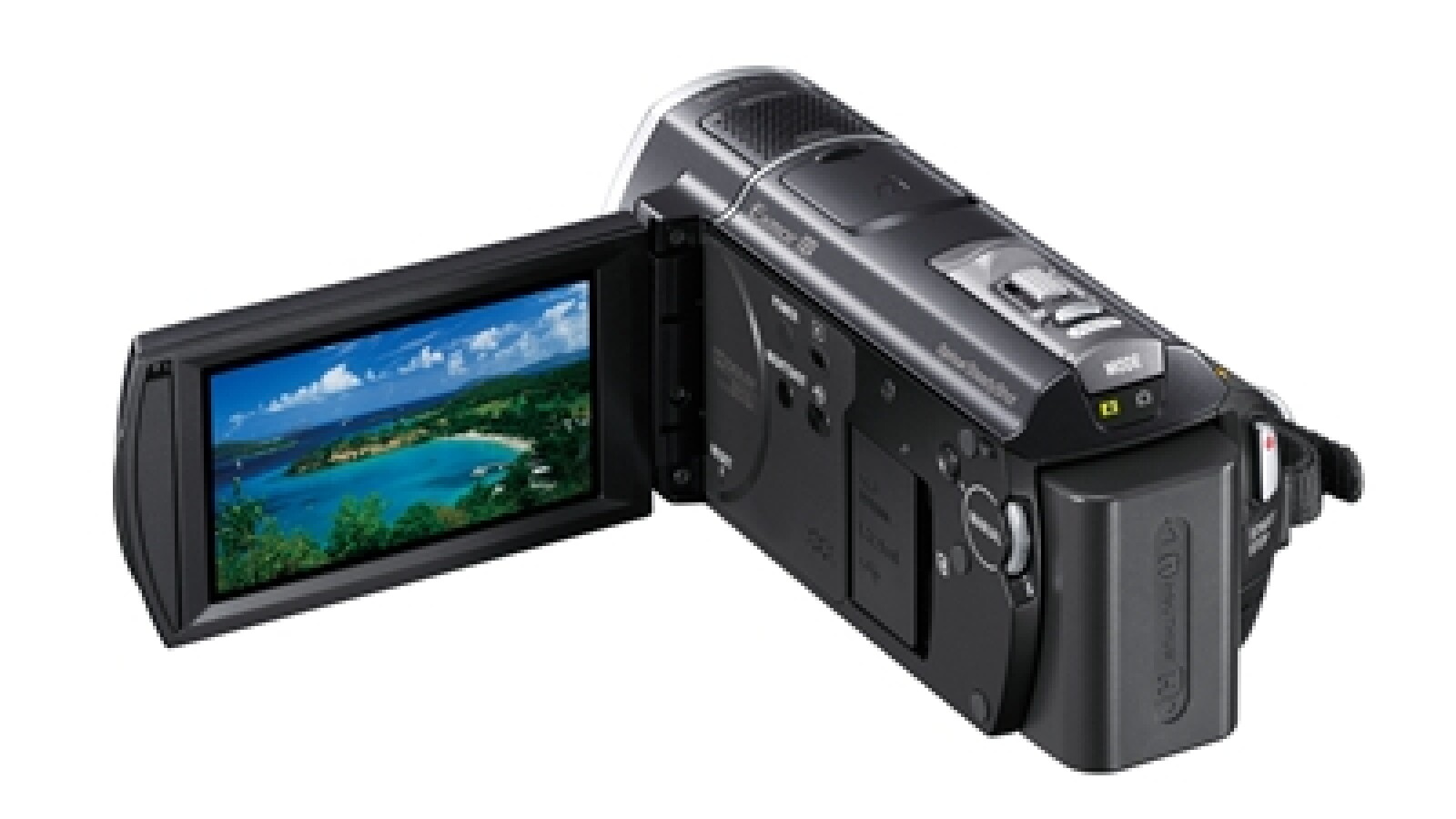 Blick auf das ausgeklappte Display des Sony Camcorders. (Bild Sony)