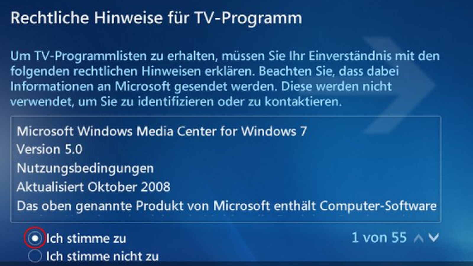 Nach Zustimmung der rechtlichen Hinweise und Lizenzbedingungen startet Windows 7 mit dem Download von "PlayReady", einem digititalen Rechteverwaltungsdienst.