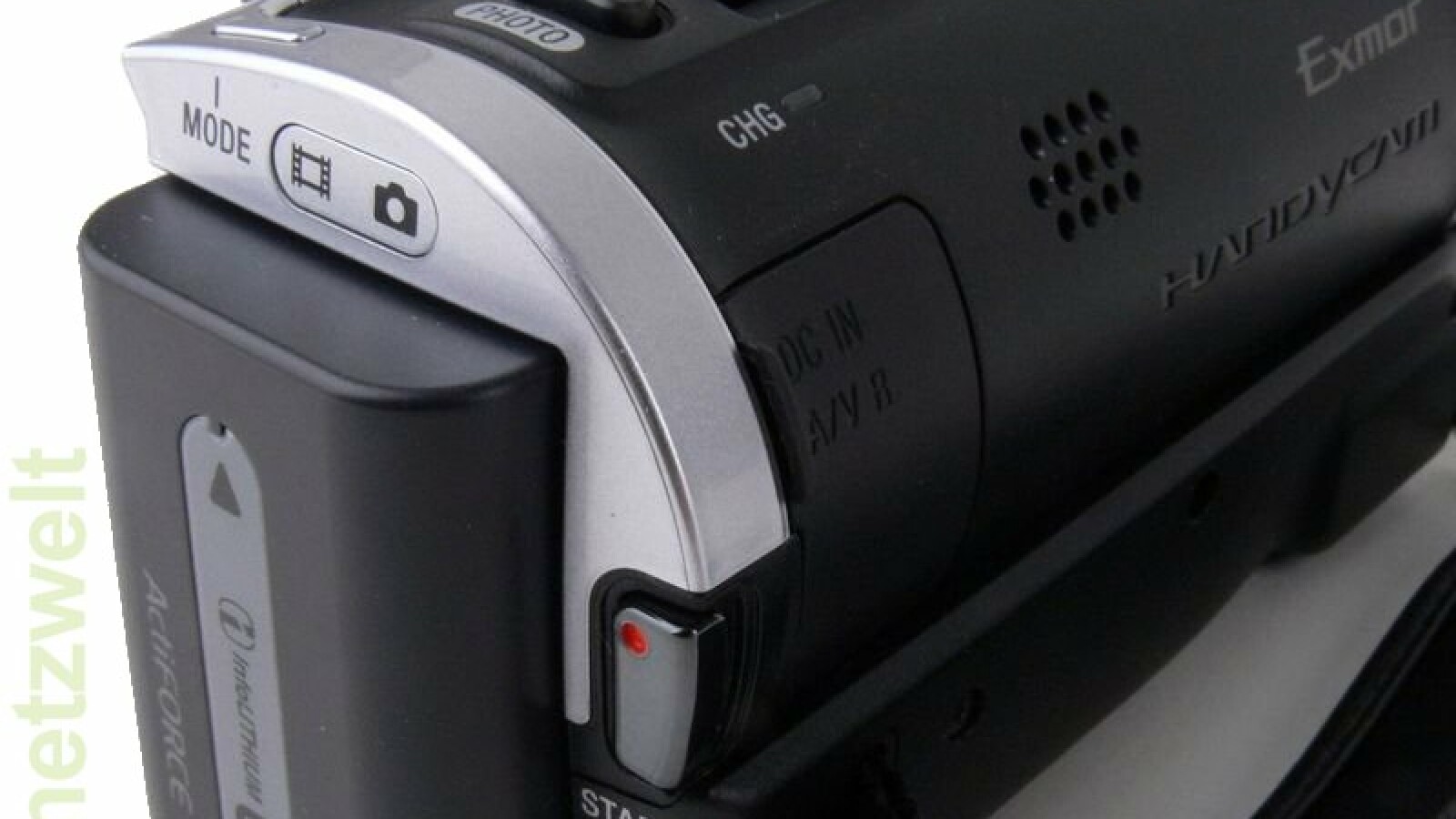 Aufnahmeknopf und Zoomwippe.