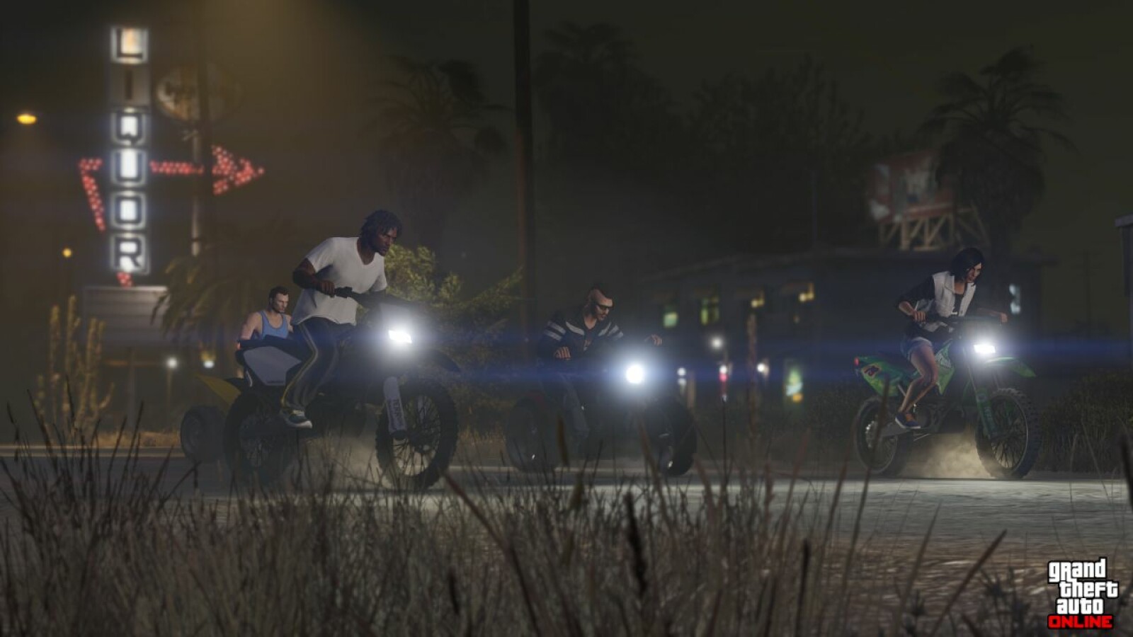Ein Motorradrennen in GTA Online.
