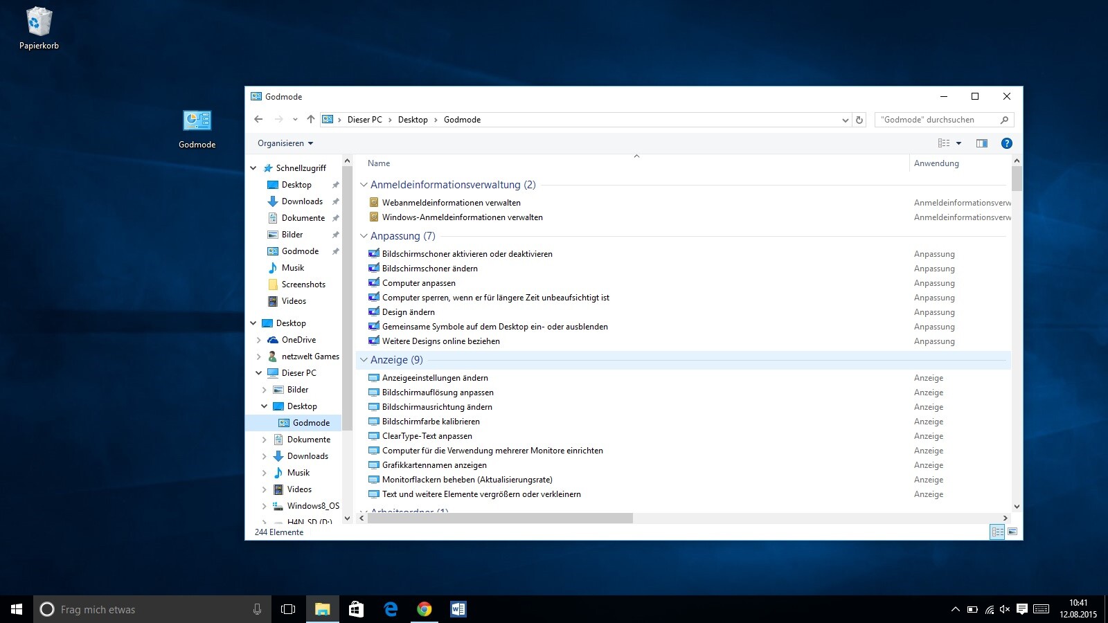 Anschließend habt ihr Zugriff auf zahlreiche Systemfunktionen in nur einem Optionsmenü.
