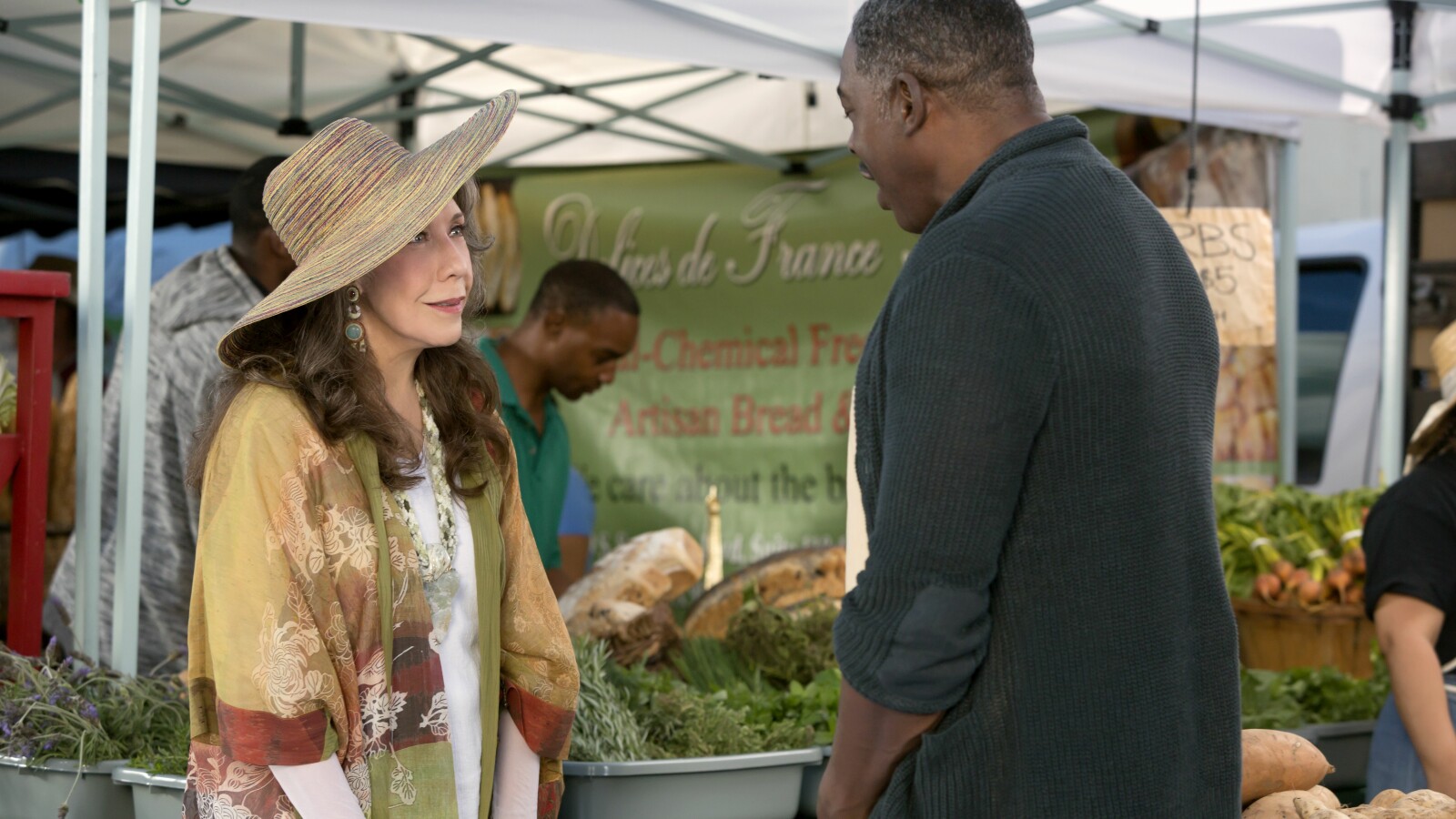Frankie mit ihrem Gemüsehändler.