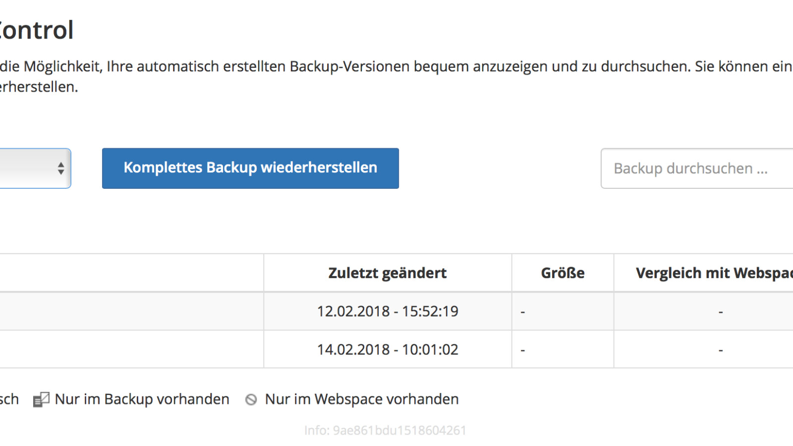 Praktisch: Backups werden automatisch erstellt und können jederzeit zurückgespielt werden