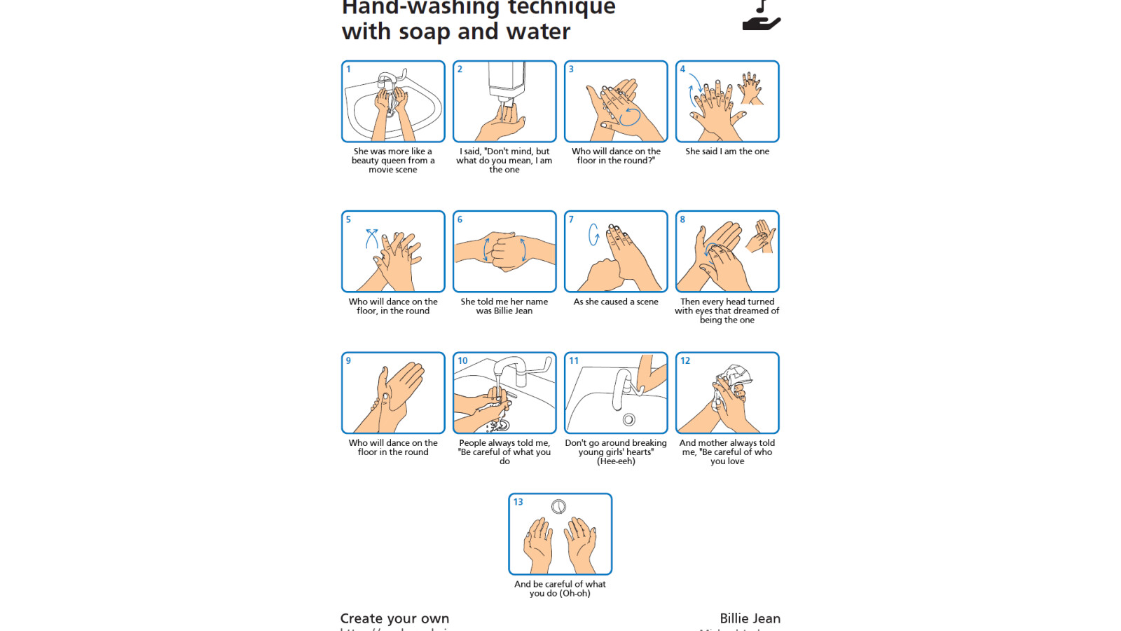 Billie Jean von Michael Jackson kennt jeder. Somit bestimmt auch eure Gäste, die sich auf eurer Party sicher und zuverlässig die Hände waschen.