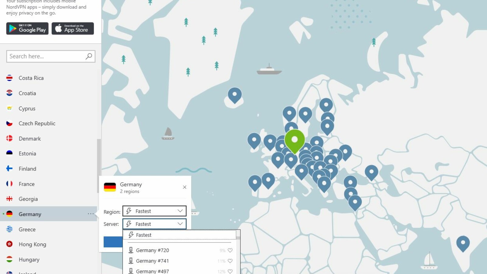 NordVPN - Serverliste