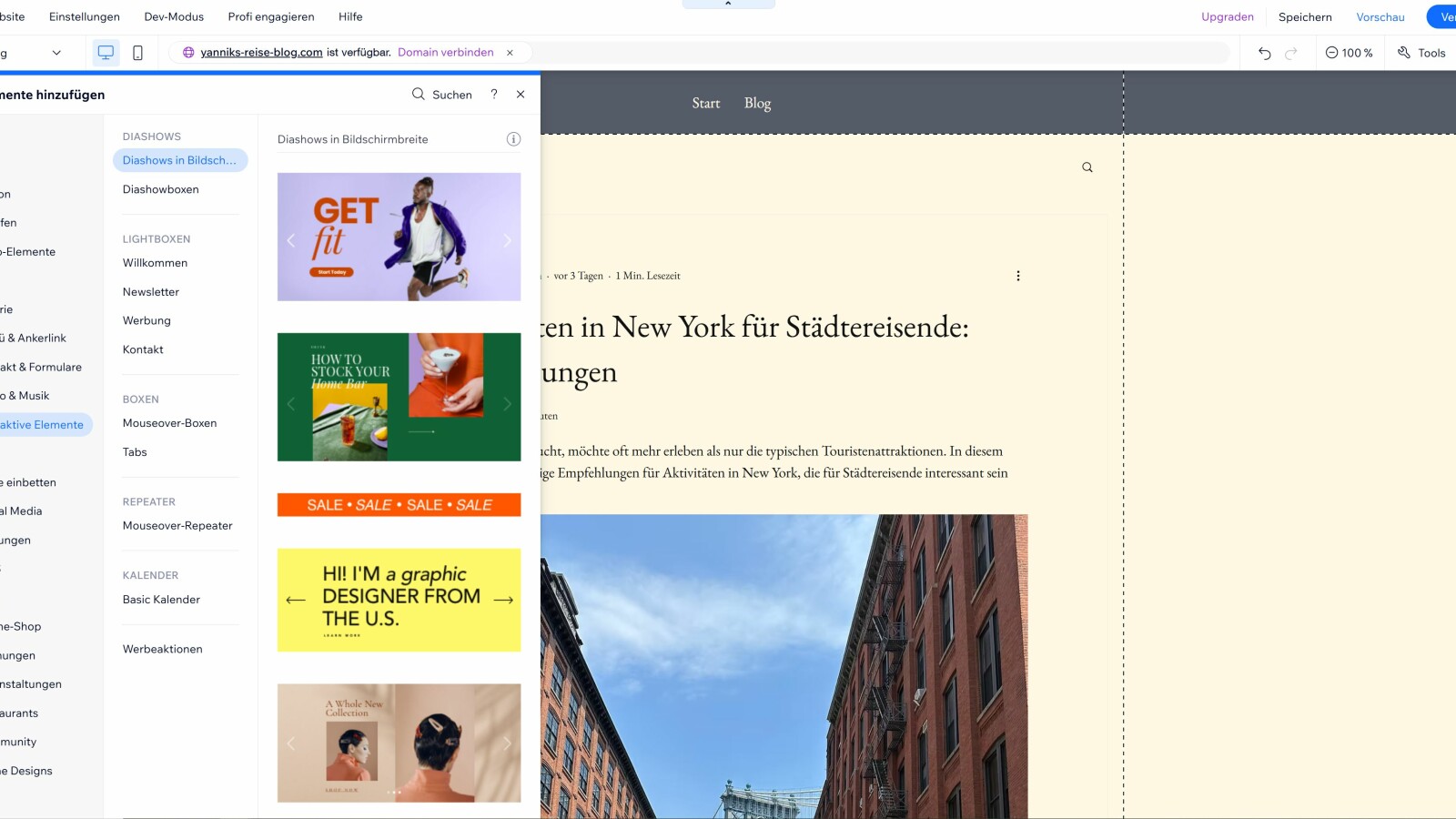 Besonders fällt das in den Untermenüs auf, die bereits viele Features für Shops bieten. Das ist mit Blick auf den Nutzen für Einsteiger im Aufbau eher hinderlich.