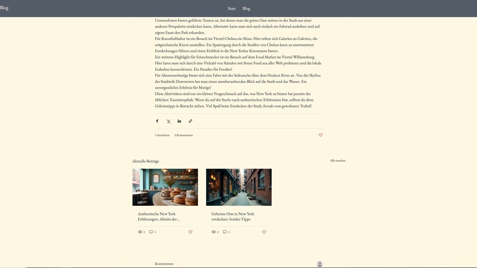 Weiterführende Social-Media-Profile für Instagram, LinkedIn und Co. können flexibel platziert werden und sind für die Besucher gut sichtbar.