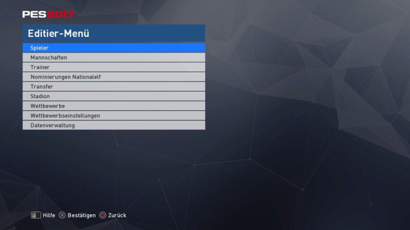 Das ist eure Ausgangslage im Editier-Menü.