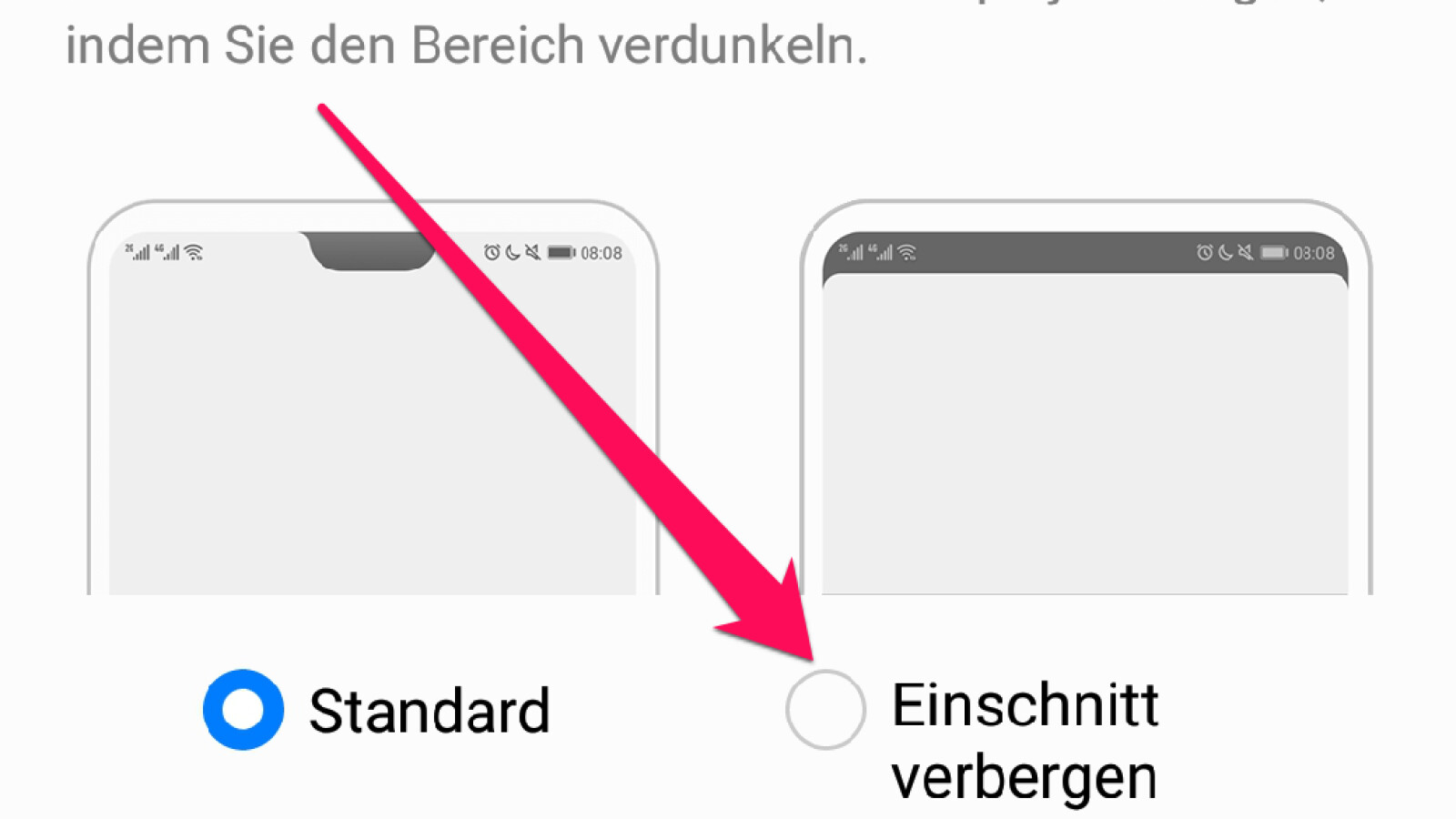 Wählt nun die Option "Einschnitt verbergen".