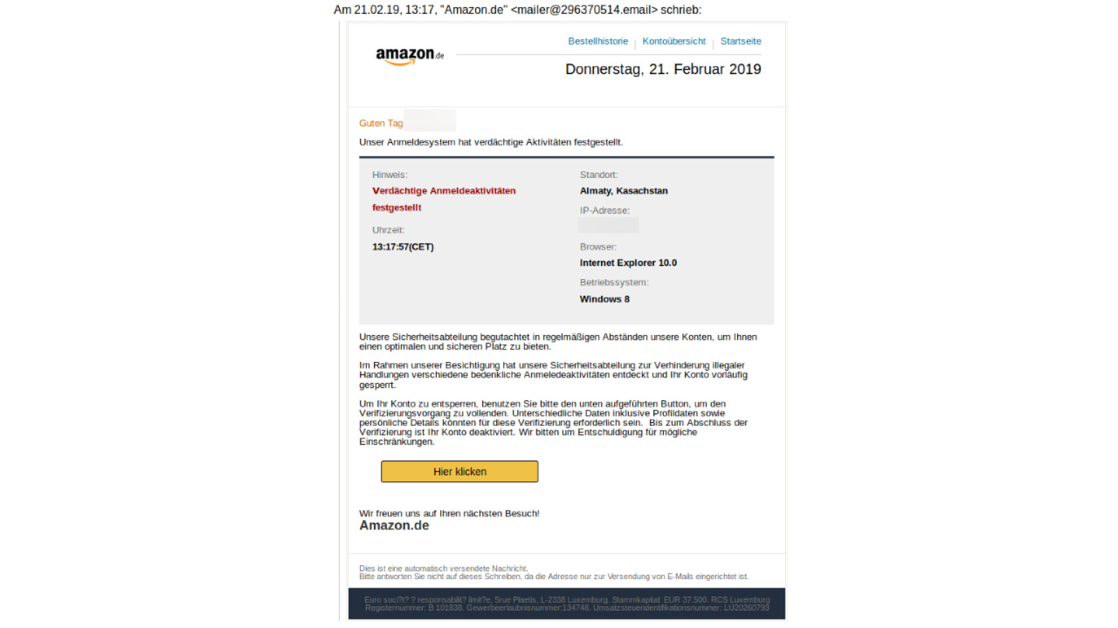 Verschieden Varianten Von Phishing Mails Im Namen Von Amazon Netzwelt