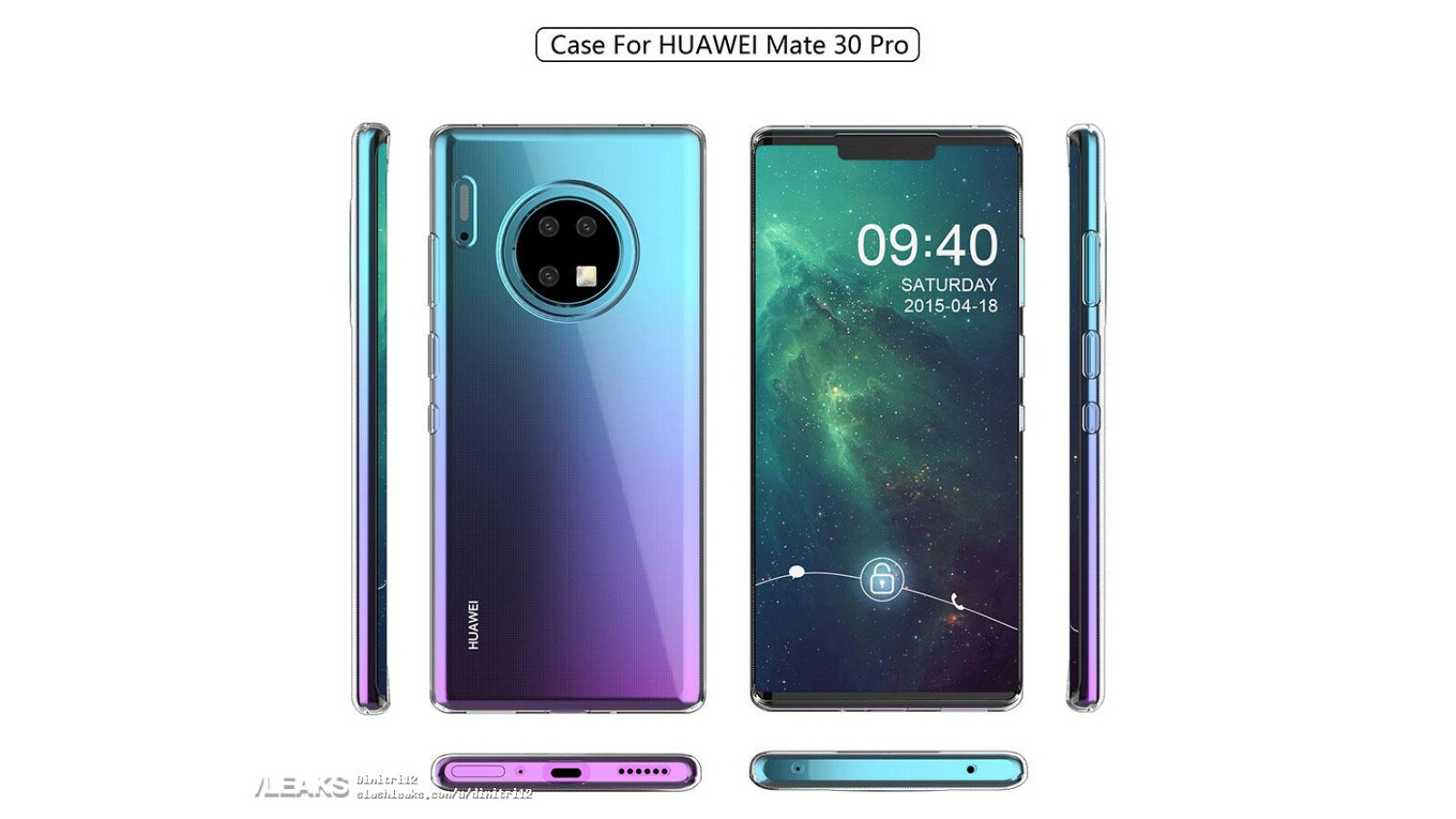 Huawei Mate 30 Pro Schutzhülle (Renderbild)