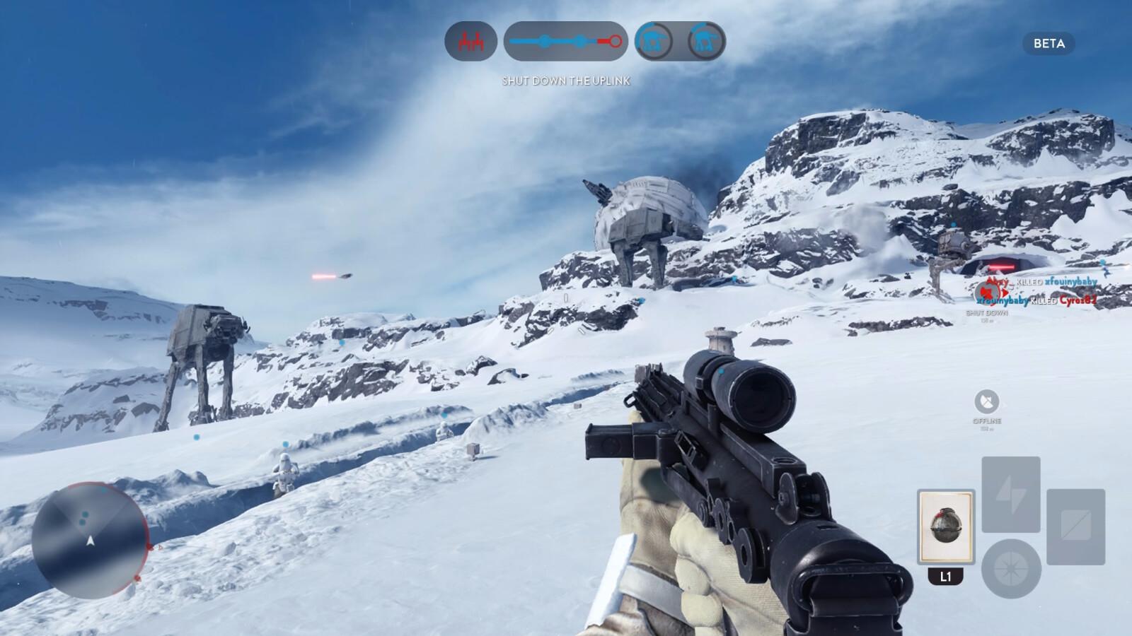 Als Stormtrooper kein Problem, als Rebell besser nicht zu nahe kommen. Es besteht die Gfahr geplättet zu werden.