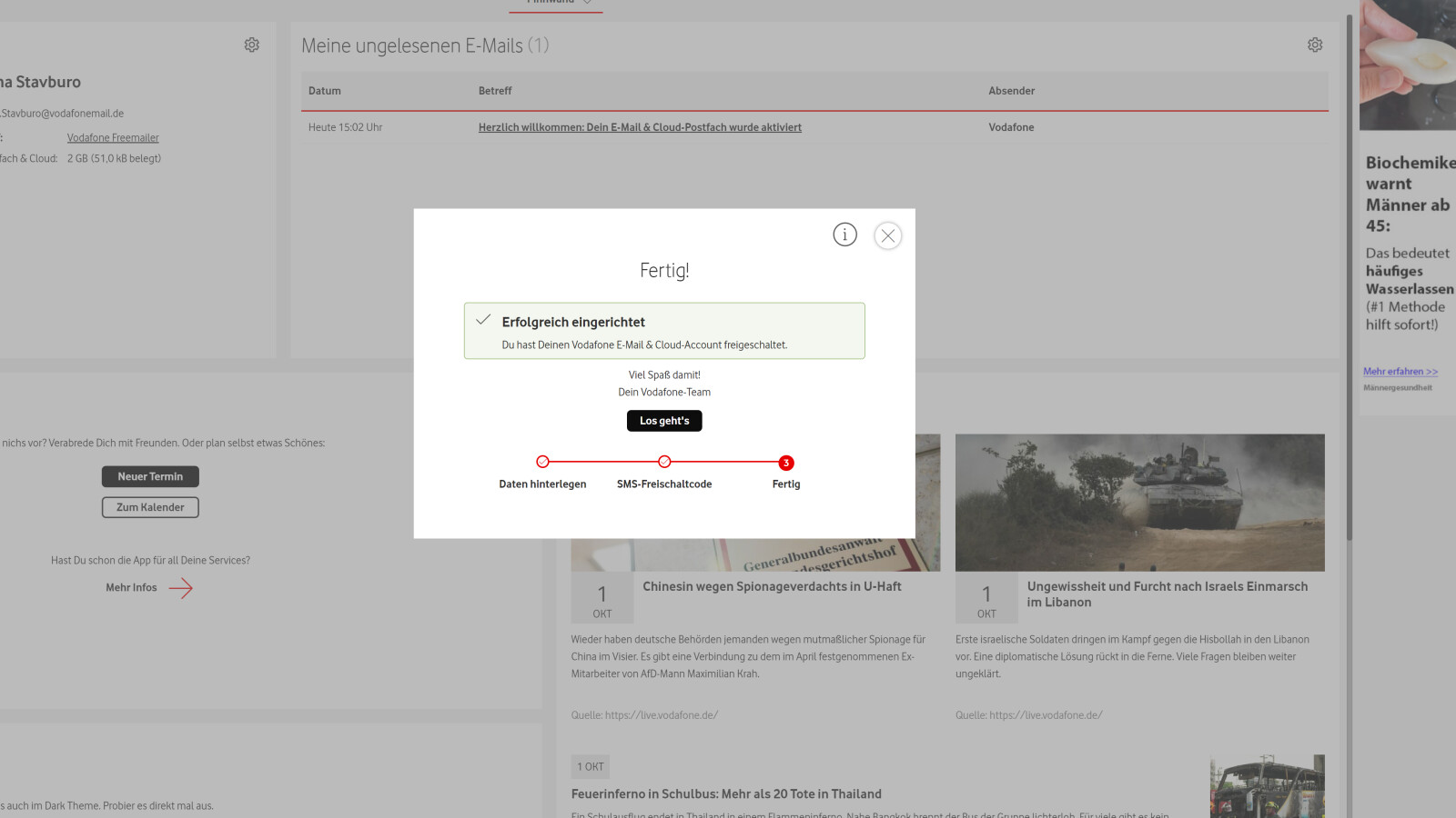 Vodafone E-Mail einrichten