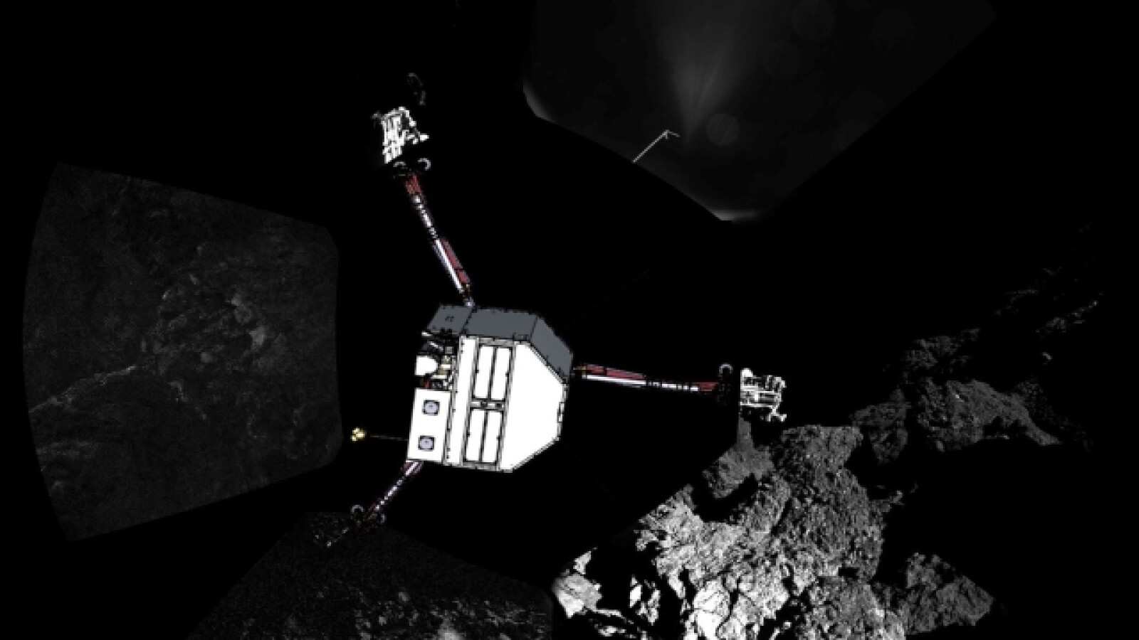 Die erste Panorama-Aufnahme des Landers Philae. (Bild: ESA/Rosetta/Philae/CIVA)
