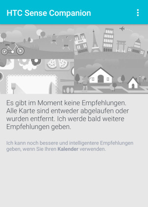 Leider viel zu oft: Keine Empfehlung vom HTC Sense Companion.