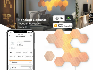 Nanoleaf Elements Hexagon in Holzoptik Starter-Kit mit 13 LED-Panelen bei Amazon