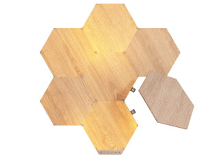 Nanoleaf Elements Hexagon in Holzoptik Starter-Kit mit 7 LED-Panelen bei Amazon