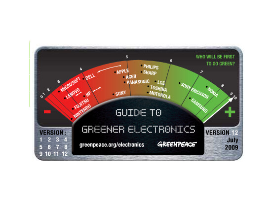 Greenpeace-Ranking zu "grüner Elektronik", Ausgabe 12 vom Juli 2009.