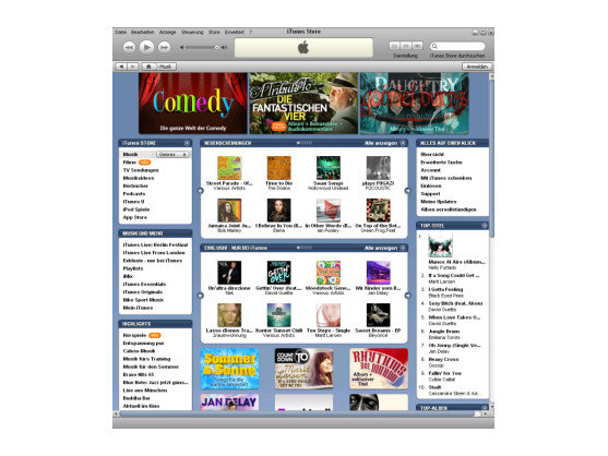 Musik-Bereich des iTunes Store mit vielen Entdeckungsmöglichkeiten