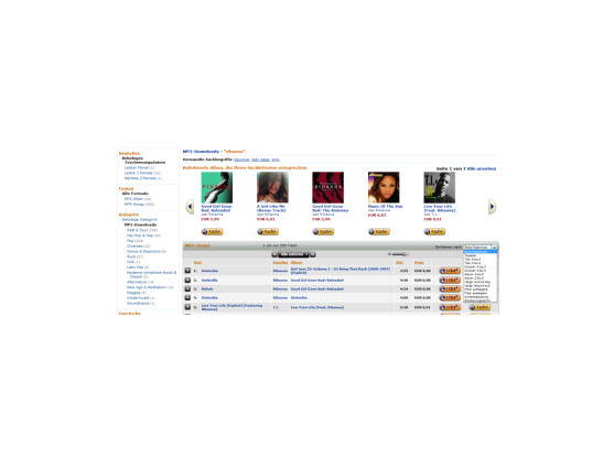 Amazon Produktsuche mit zahlreichen Filtermöglichkeiten