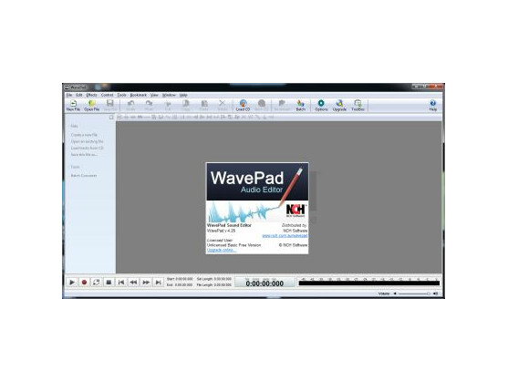 Startfenster von WavePad