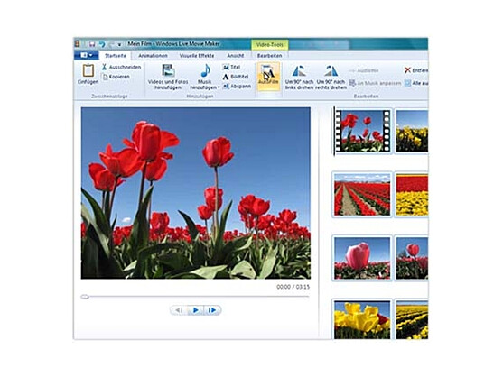 Windows Live Movie Maker: Mit der Funktion "Autofilm" kann der Anwender kurze Videoclips und Diashows erstellen.