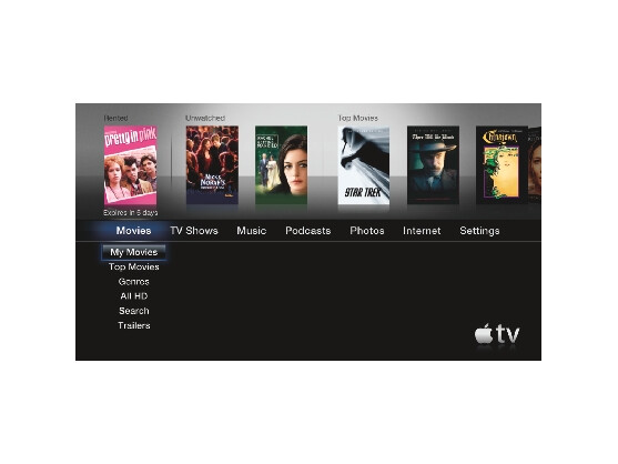 Mit Apple TV lassen sich Filme direkt aus dem Internet laden. Bild: Apple