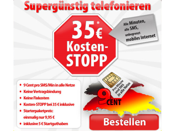DeutschlandSIM: Hier greift der Kosten-Stopp schon bei 35 Euro.