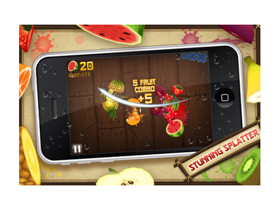 Fruit Ninja: Mit einem Schwert sorgt der Spieler für reichlich Obstsalat.