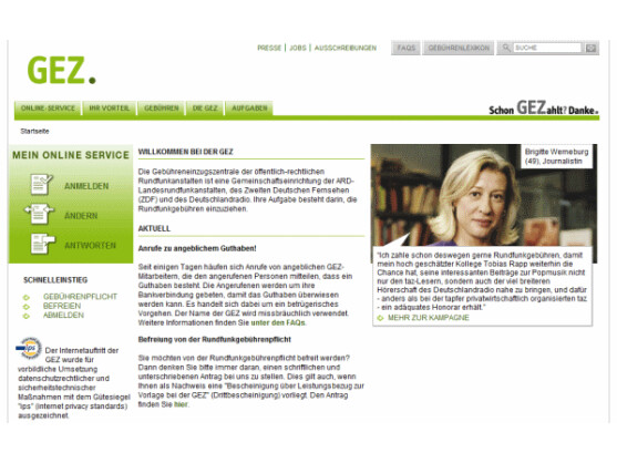 GEZ: Ab 2013 wird eine Rundfunkgebühr pro Haushalt fällig. Bild: Screenshot