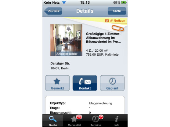 ImmoScout 24: Auch unterwegs ist der Nutzer bestens über interessante Immobilien informiert.