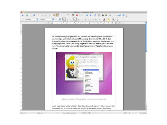 Writer: Das Schreibprogramm von NeoOffice.