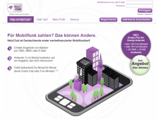 o2 verschenkt bei seinem Netzclub-Angebot Freivolumen gegen personalisierte Handy-Werbung. Bild: Screenshot